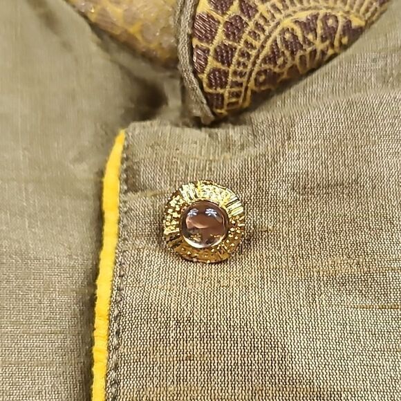 Golden Dupion Silk Kids Dhoti Kurta Pajama Boys Size 4 Ethnic Indian Wedding 2pc - Picture 11 of 15